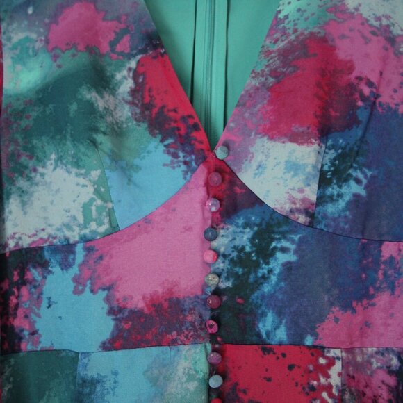 bar III Womens Size 2 Watercolor Flowy V Neck Long Sleeve Dress NWT - Picture 9 of 16